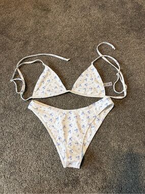 Koana Swim White Floral Triangle Bikini Set